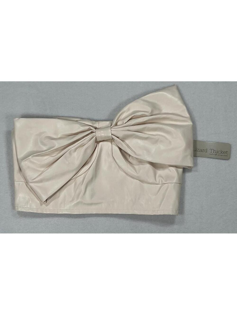 Lizard Thicket Cream Strapless Bow Front Smocked Top